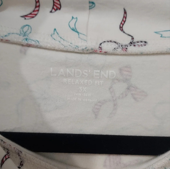 Lands' End Relaxed Fit Christmas Bows Long Sleeve Mock Turtle Neck Size 3X - Picture 2 of 11